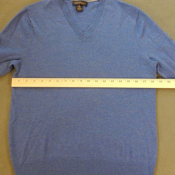 Banana Republic Men Sweater Medium Blue 100% Extra Fine Merino Wool VNeck Jumper - Picture 2 of 8